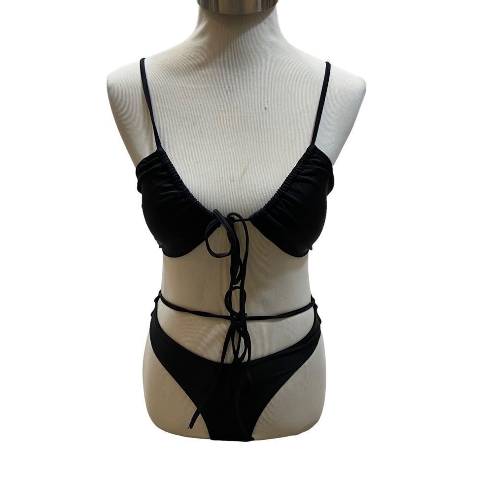 Ladies New Without Tags Black Strappy Two Piece Bikini Size XS